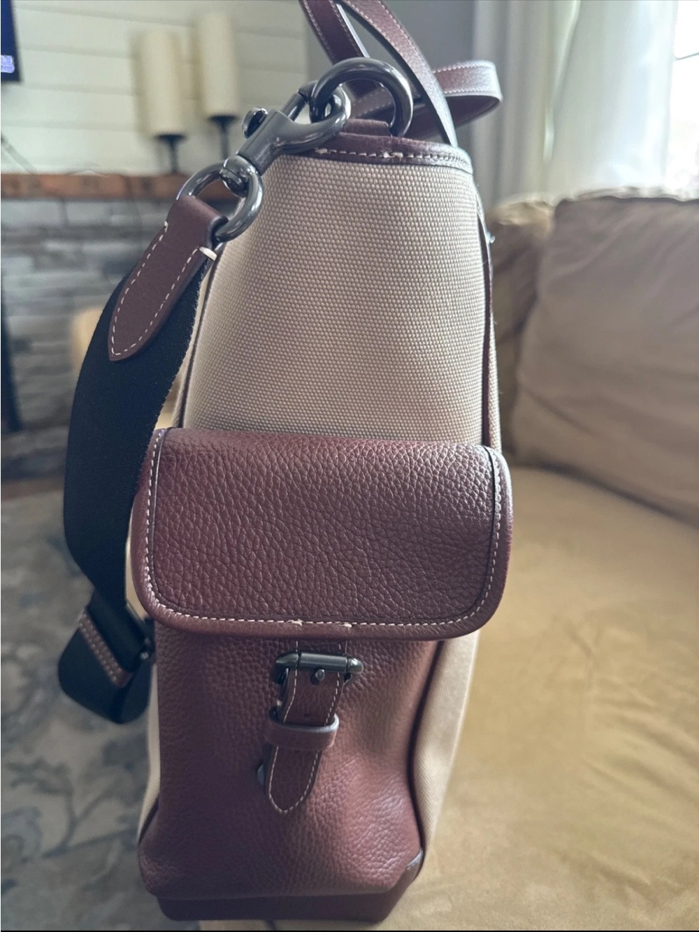 Coach Canvas Sprint Tote with Brown Leather Trim - New Without Tags - Picture 2 of 14